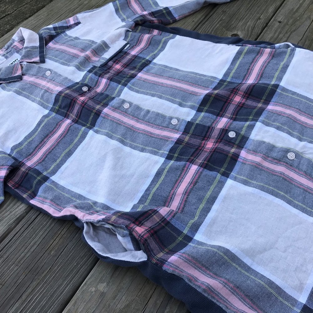 DKNY Women Button Front Shirt Dress Plaid Top - Picture 6 of 8